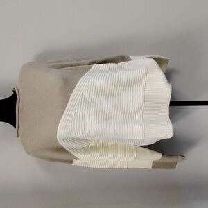 SHEIN Beige and White Color Block Rolltop Sweater, Sz XS